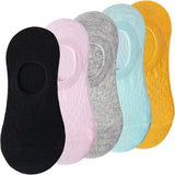 pieces = 5 pairs Women Invisible Solid Color Socks Slippers Ladies Polyester Cotton Non-slip Silicone Ankle Socks