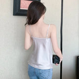 Fashion Silk Camis female Summer Tank Top Silk Vest Bottoming Shirt Sexy Cami Top Womens Clothing White Chiffon Tops
