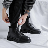 Zingj Help Martin Boots Male Handsome Autumn British Locomotive Ins Leather Shoes Port Style Couples Work Boots