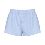 Style Simple Blue Striped Beach Shorts Loose Waist Sports Home Woven Casual