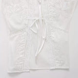 Summer Bow Embroidered Blouse Shirt