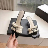 2025 High-Heeling Fine And New Elegant Women Wear Temperament Word By Word Drag Year-On-Year Foot Not Tired Small Fragrant Wind