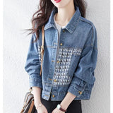 Zingj Sense Denim Jacket Female Autumn New Women's Loose Fashion Splicing Simple Korean Version Jeans Jacket-Outfit