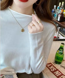 Zingj Collar Bottomed Sweater Women's Long-Sleeved Autumn And Winter Sweaters Wear Loose Knitted Blouses In Thin