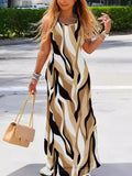 Zingj Hot Style Summer Fashion Print Round Collar Sleeveless Slim Dress Women's