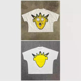 Street Cartoon Long Printed Short-Sleeved Y2K Summer Casual Loose Couple