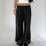 Zingj Wind Contracted Foundation Black Velvet Casual Pants Female Autumn Winter New Loose Show Thin Straight Pants