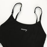 high cut summer hot sale bodysuits good quality letter print spaghetti strap black bodysuit women 2020 body