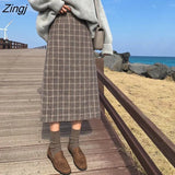 Skirts Women S-5XL Straight Plaid Simple All-match Empire Elegant Ladies Charming Femme Stylish Teens College Harajuku