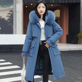 Send To Overcome Cotton-Padded Clothes And Velvet Winter New Down Cotton Clothes Female Long Korean Version Of The Waist Large Size Cotton-Padded Jacket Coat Thick-Outfit