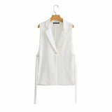 Sales Spring 2025 New T-Shirt Decorated Open Fork Vest Suit