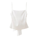 Spring Style Silk Satin Blouse With Bow On The Back