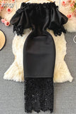 Hollow Out Lace Bodycon Long Dress Women Elegant Red/Pink/White Off Shoulder Patchwork Maxi Party Vestidos 2023 Autumn
