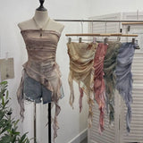 New Summer Tie-Dye Lotus Side Mesh Yarn Irregular Fluttering Thai Mesh Wrap Tector
