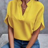 Summer New V-Neck Shirt Women Solid Color Casual Buffet