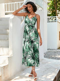 Zingj Women's Dress Station Summer Print Collection Waist Long Sling