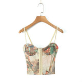 New Waist Keel Three-Dimensional Steel Ring Printed Halter