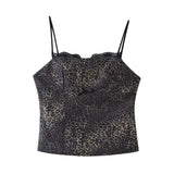 New Spring Style Satin Lace Splice Halter Top