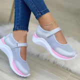 Summer Round Head Knitted Magic Thick-Soled Single-Shoe Women's Large-Size Grid Casual Women's