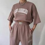 New Women's Casual Casual Commuting Print Short-Sleeved Trousers Two