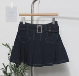 Shooting Hottie Retro Bright Line Dress Women Walk Light 100-Fold Skirt High-Rise Thin A Short Skirt