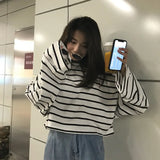 Long Sleeve T-shirts Women Baggy Tshirts Mujer All-match Cropped O-neck Casual Tops Korean Style Teens Students Chic