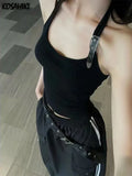 Summer Solid Streetwear Fashion Tank Top Women Y2k Aesthetic Sleeveless Harajuku All Match Tanks Halter Sexy Casual