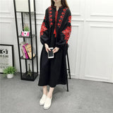 Zingj And Autumn New National Wind Heavy Industry Embroidery With Cotton And Linen Embroidered Skirt Loose A Word Lantern Long-Sleeved