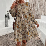 Autumn And Winter Women's Explosive Long-Sleeved Print Top Cover Collar Lantern Sleeve