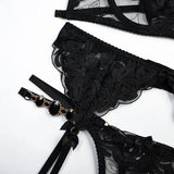Lace Jewel Strap Lingerie Set-Outfit