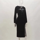 Halloween New Women's Dress Suit Hat Horn Sleeve Spider Web