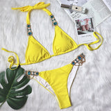Zingj New Swimsuit Crystal Diamond Swimming Suit Sexy Swimsuit Metal Accessories