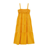 AiIsa spring and summer new women's clothing sweet sling wrap chest back elastic layered stitching poplin