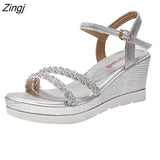 Mujer 2023 Sandals Platform Women Ankle Strap Shoes Women Fashion High Heels Wedges Dress Party Shoes Open Toe