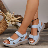 Large-Size Loose-Soled Sandals Women 2025 Summer New Slope And Flat-Bottomed Magic Beach