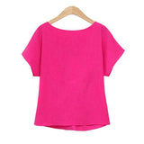 Summer Women Batwings Bowknot Blouses O-Neck Short Sleeve Shirts Casual Chiffon Slim Tops Plus Size Oversize