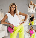 Zingj Hot Style Summer Simple V-Neck Flounce Short-Sleeved Shirt Jacket