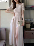 Women Elegant Fashion Midi Dress 2022 Summer Female Korean Style Slim Casual Party Chic Sexy