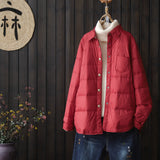 Literary Pure Color Shirt Collar Light Down Jacket Shirt Female Autumn And Winter 2024 New White Duck Down Fashion Down Jacket Coat-Outfit