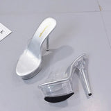 Zingj Summer Fashion New Fashion Transparent Waterproof Platform Thin Heel Pointed Ultra High Heel Women's Casual Fashion Single