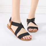 New Summer Sandals Women's Flat-Soled Fish Mouth Roman Style Loose And Tight Large-Size Simple