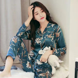 Pajamas Set V Neck Design Cross Letter Print Sleepwear Silk Home Clothes Large Size Nightwear Cute Underwear Sleep