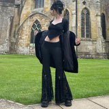 High-Waisted Lace Stitching Buttocks Micro-Trunks Dark Style Sexual Engraving Empty Spicy Girls Casual