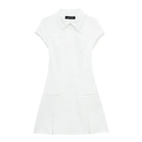 New Wide Pleated Lapel Short Fashionable Dress