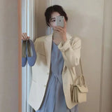 Zingj Jacket Female 2024 Spring And Autumn Net Red New Autumn Dress Korean Version Loose Suit Brown Blazer Jacket
