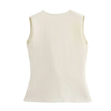 Summer Women's Wear New Gold Button Knitted Vest 8726 8727 Street