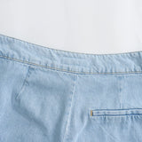 New Pleated Fashion Short Denim Skirt