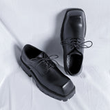 Zingj New Men's Shoes Business Casual Square Head Platform For Work Shoes Niche Design Leather Shoes