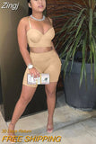 Solid Bodycon Tank Top And Biker Shorts Co-ord Sets Women Sporty Workout Skinny Two Piece Outfits Loungewear Summer