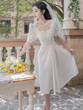 Women Elegant Wedding Birthday White Dresses Summer Female Fashion A-Line Party Vestdios